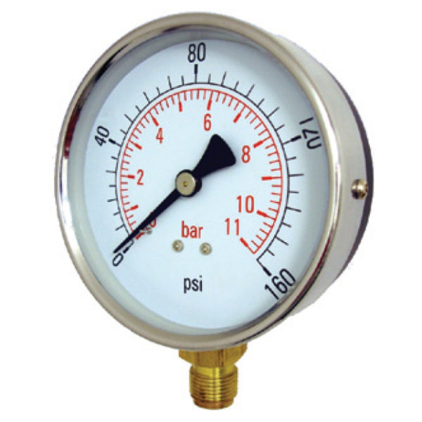 Pressure Gauge - 100mm Dial - 3/8" Bottom Entry
