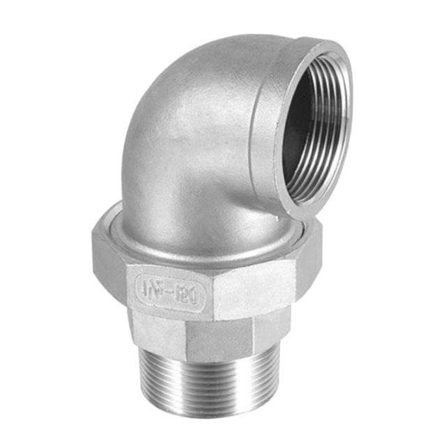 Stainless Steel Flat Union Elbow - PTFE Seat - Male x Female